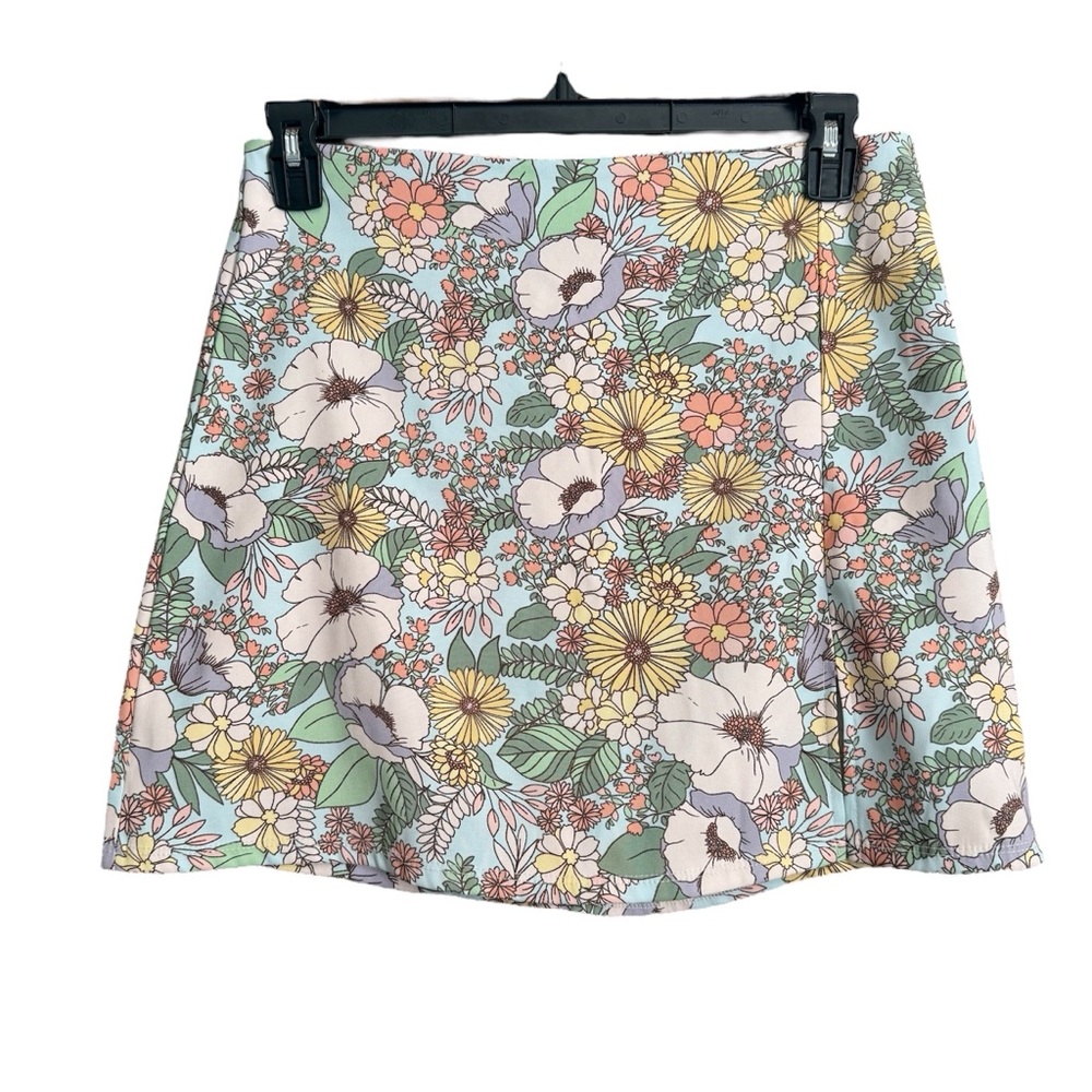 Green and Blue A-line Mini Skirt Resort Wear‎
